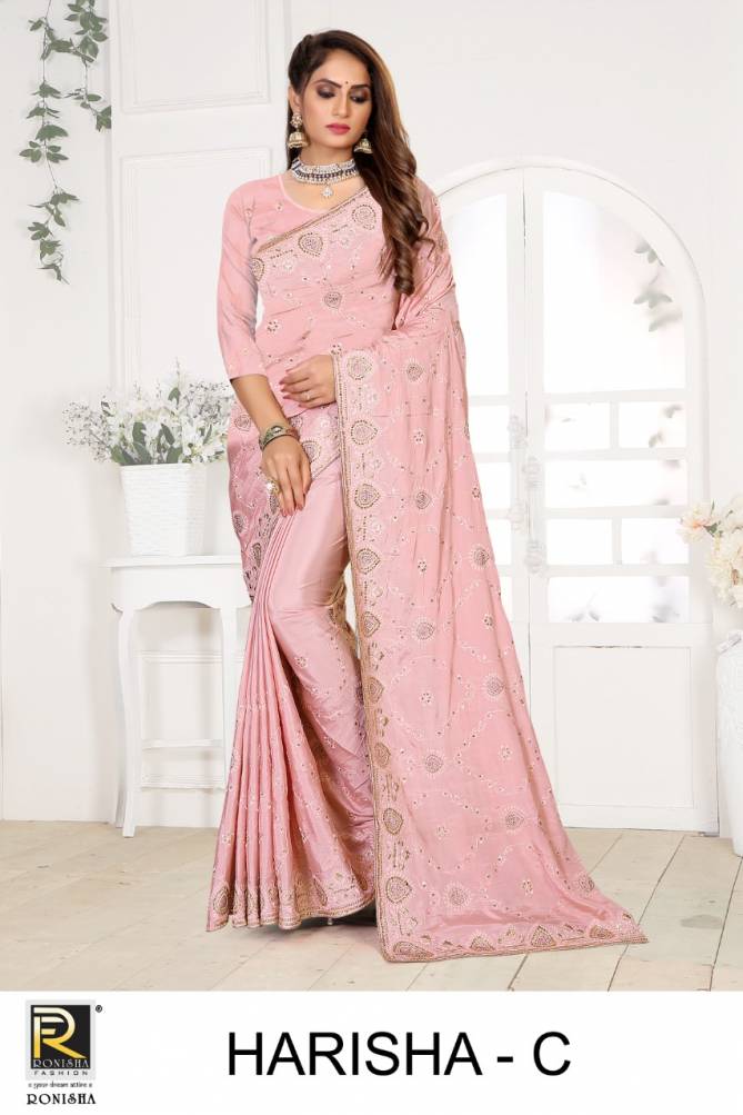 Ronisha Harisha New Heavy Festive Wear Embroidery Latest Designer Saree Collection